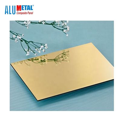 1220 X 2440mm Gouden B1-Blad 0.5 Mm Dikke HDPE van de Aluminium Samengestelde Spiegel Kern