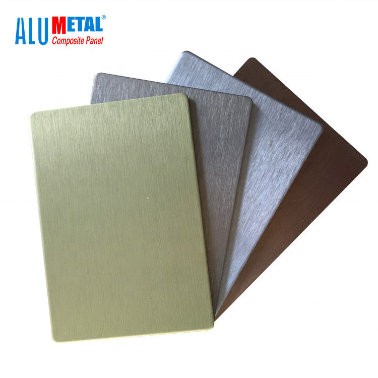 Geanodiseerde 0.08mm Geborstelde Aluminium Samengestelde Comité Bladbekleding 1220mm LDPE Kern